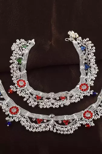 Brass silver payal pajeb anklet women