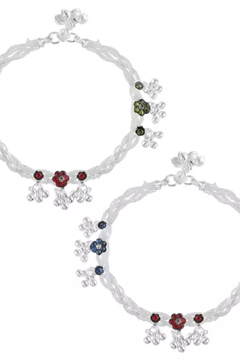 Brass silver payal pajeb anklet women