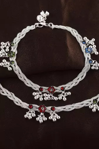 Brass silver payal pajeb anklet women