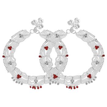 Brass silver broad payal pajeb anklets women 1