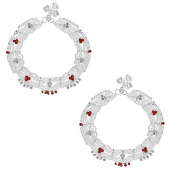 Brass silver broad payal pajeb anklets women 2