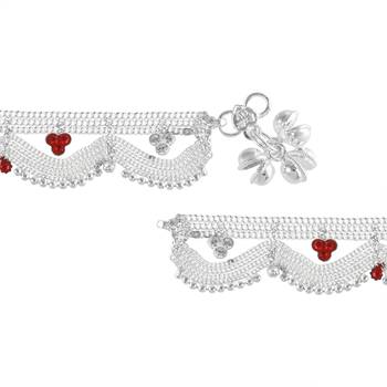 Brass silver broad payal pajeb anklets women 3