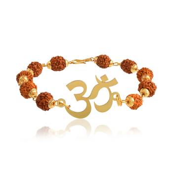 Brass gold rudkraksh om hindu bracelet 1