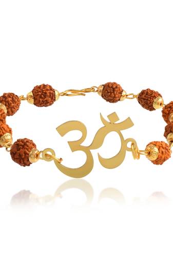 Brass gold rudkraksh om hindu bracelet