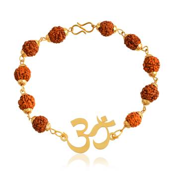 Brass gold rudkraksh om hindu bracelet 2