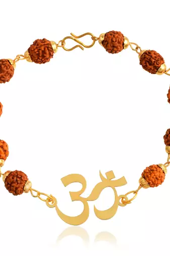 Brass gold rudkraksh om hindu bracelet
