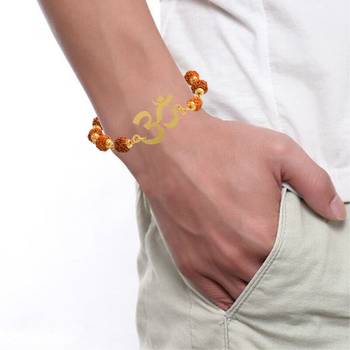 Brass gold rudkraksh om hindu bracelet 4