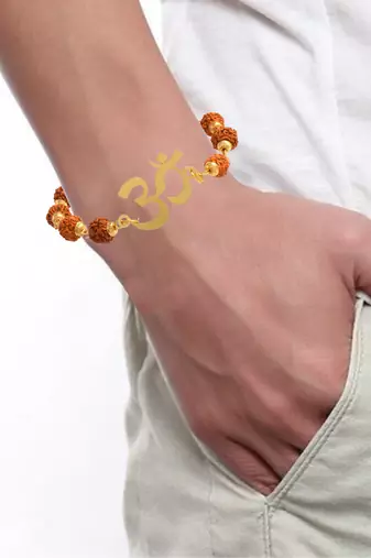 Brass gold rudkraksh om hindu bracelet