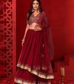 Beautiful Red Lehenga Choli With Dupatta For Wedding 