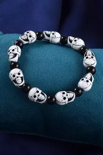Ceramic narmund design shiv aghori stretch bracelet