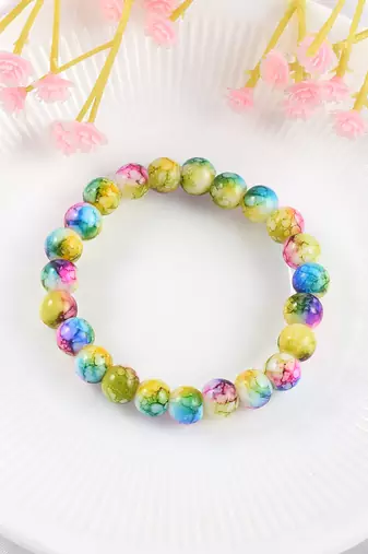 Ceramic multi colour elastic stretch bracelet