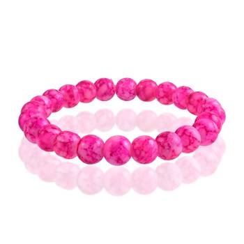 Pink rose quartz elastic stretch bracelet 1
