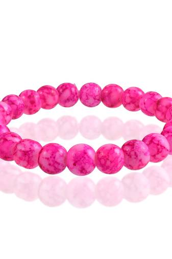 Pink rose quartz elastic stretch bracelet
