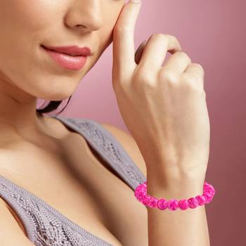Pink rose quartz elastic stretch bracelet 3