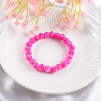 Pink rose quartz elastic stretch bracelet 4