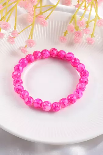 Pink rose quartz elastic stretch bracelet