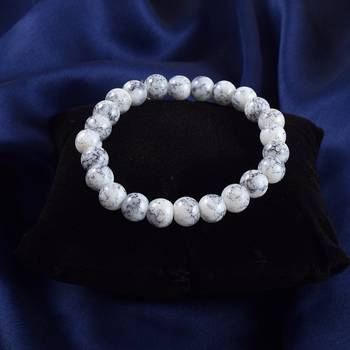 Natural howlite astrology stretch elastic bracelet 4