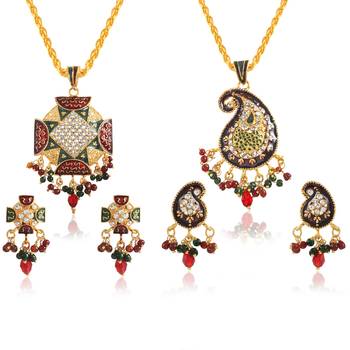 Brass gold cz pendant sets (pack of 2) 1