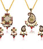 Brass gold cz pendant sets (pack of 2)