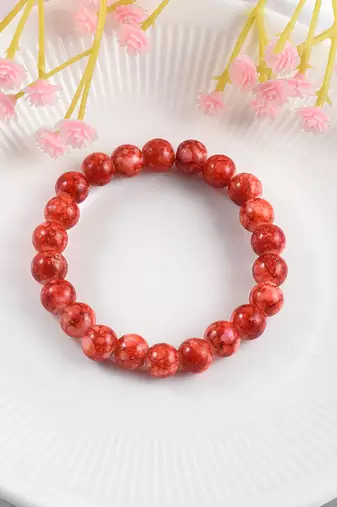 Natural red jasper astrology elastic stretch bracelet