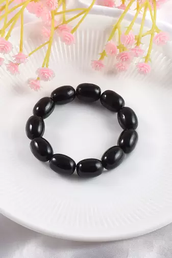 Natural black onyx astrology elastic stretch bracelet
