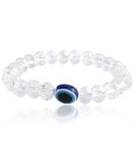 Natural white crystal evil eye stretch bracelet