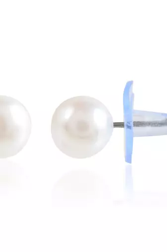White pearls stud earring women