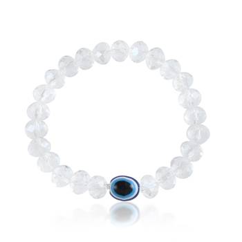 Natural white crystal evil eye stretch bracelet 2