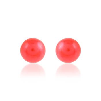 Red pearl stud earrings women 1