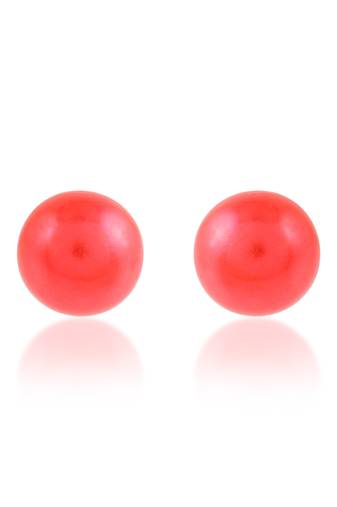 Red pearl stud earrings women
