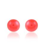 Red pearl stud earrings women