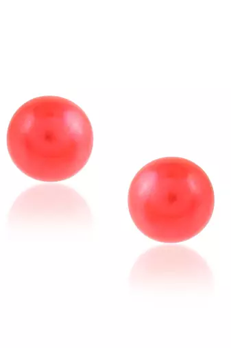 Red pearl stud earrings women