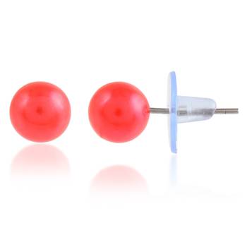 Red pearl stud earrings women 3