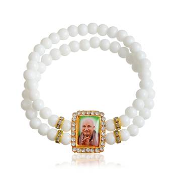 White beads guruji picture bracelet 2