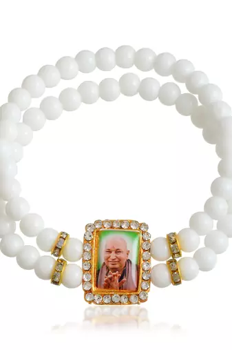 White beads guruji picture bracelet