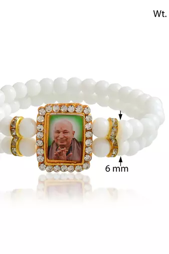 White beads guruji picture bracelet