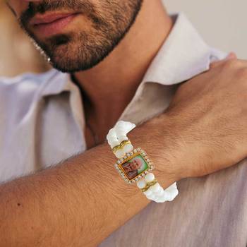 White beads guruji picture bracelet 4