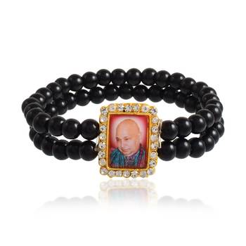 Black onyx beads guruji picture bracelet 1