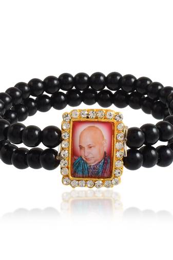 Black onyx beads guruji picture bracelet