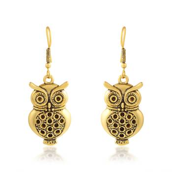 Brass gold owl design fashion earrings 1