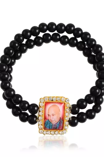 Black onyx beads guruji picture bracelet