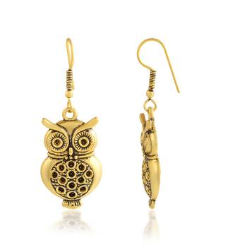 Brass gold owl design fashion earrings 2