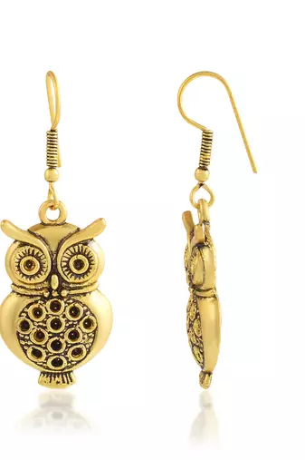 Brass gold owl design fashion earrings