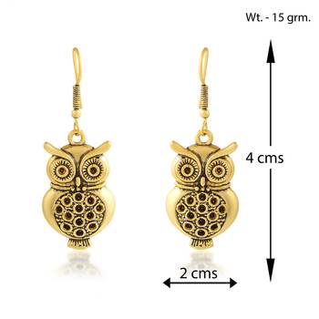 Brass gold owl design fashion earrings 3