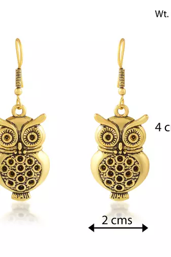 Brass gold owl design fashion earrings