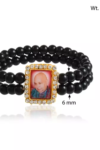 Black onyx beads guruji picture bracelet