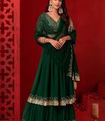 Designer Green Sequins Embroidery Work Lehenga Choli With Dupatta 