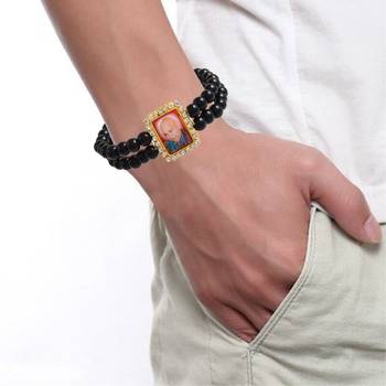 Black onyx beads guruji picture bracelet 4