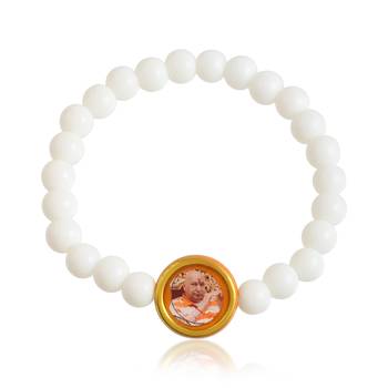 White beads guruji picture bracelet 1