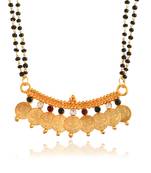 Brass gold cz lakshmi 9 coin mangalsutra
